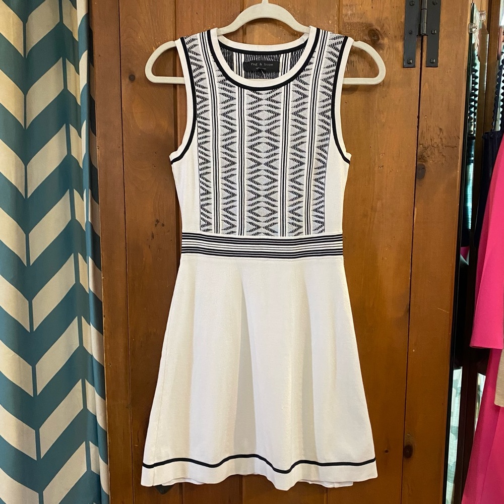RAG & BONE Black & White Stretch Knit Dress XS - Picture 1 of 7